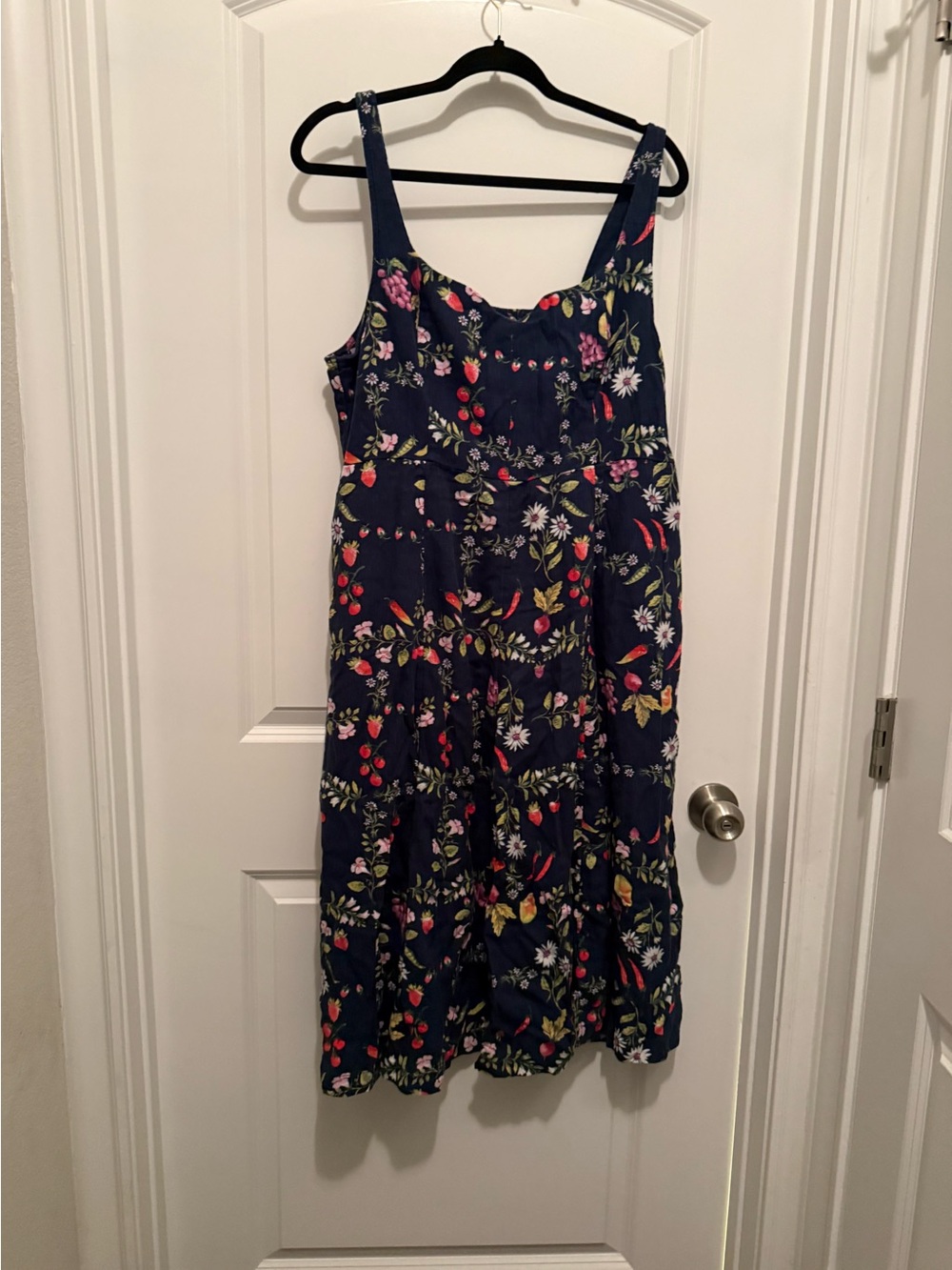 Old Navy Navy Floral Tiered Dress with Pink & Red Blooms